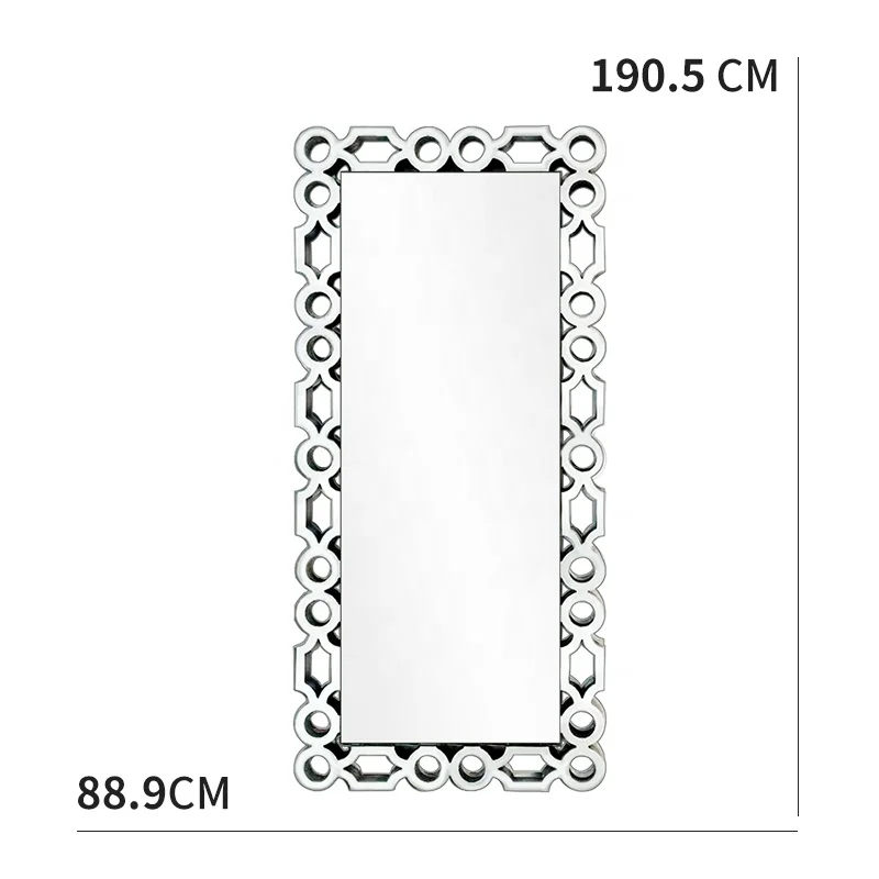 Modern Rectangle Bedroom Full-Length Mirrors Silver Stand Up Mirror Large