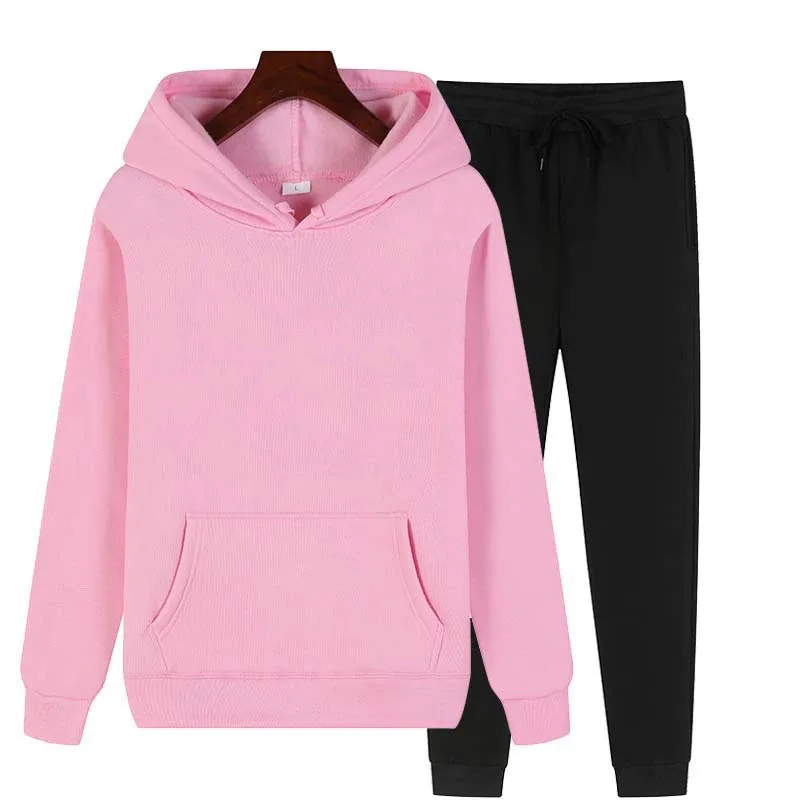Autumn New Tracksuit Woman Zipper Patchwork Hoodie+Pants Suit Long Sleeve Sweatshirts and Trousers 2 Piece Set Winter Clothing