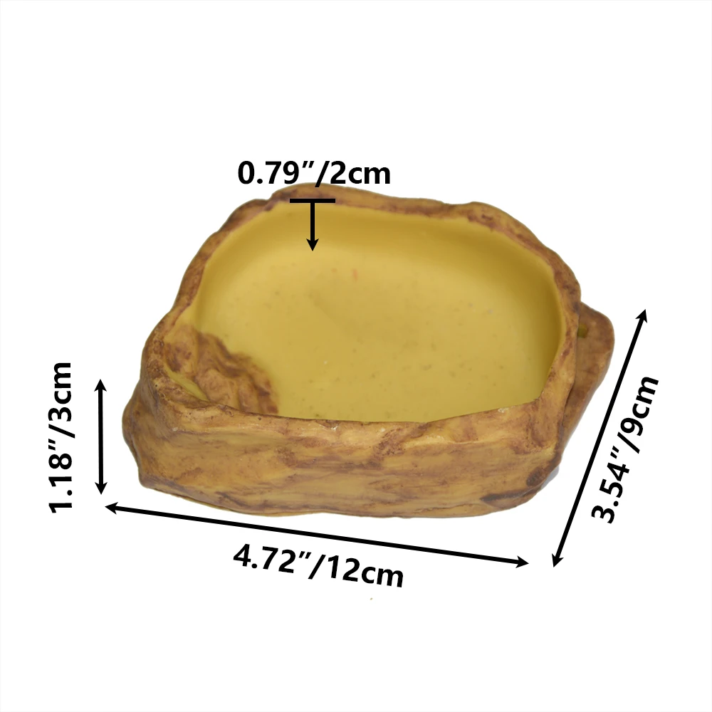 Reptile Water Dish Terrarium Resin Rock Water Bowl Pets Bowls and Feeders Turtle Reptile Food Water Feeding Bowl
