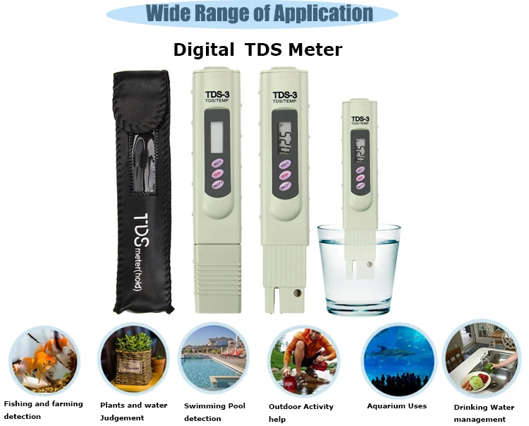 Accurate and Reliable TDS detection pen TDS-3 Meter Digital Water Tester in plastic box for Drinking Water, Aquariums