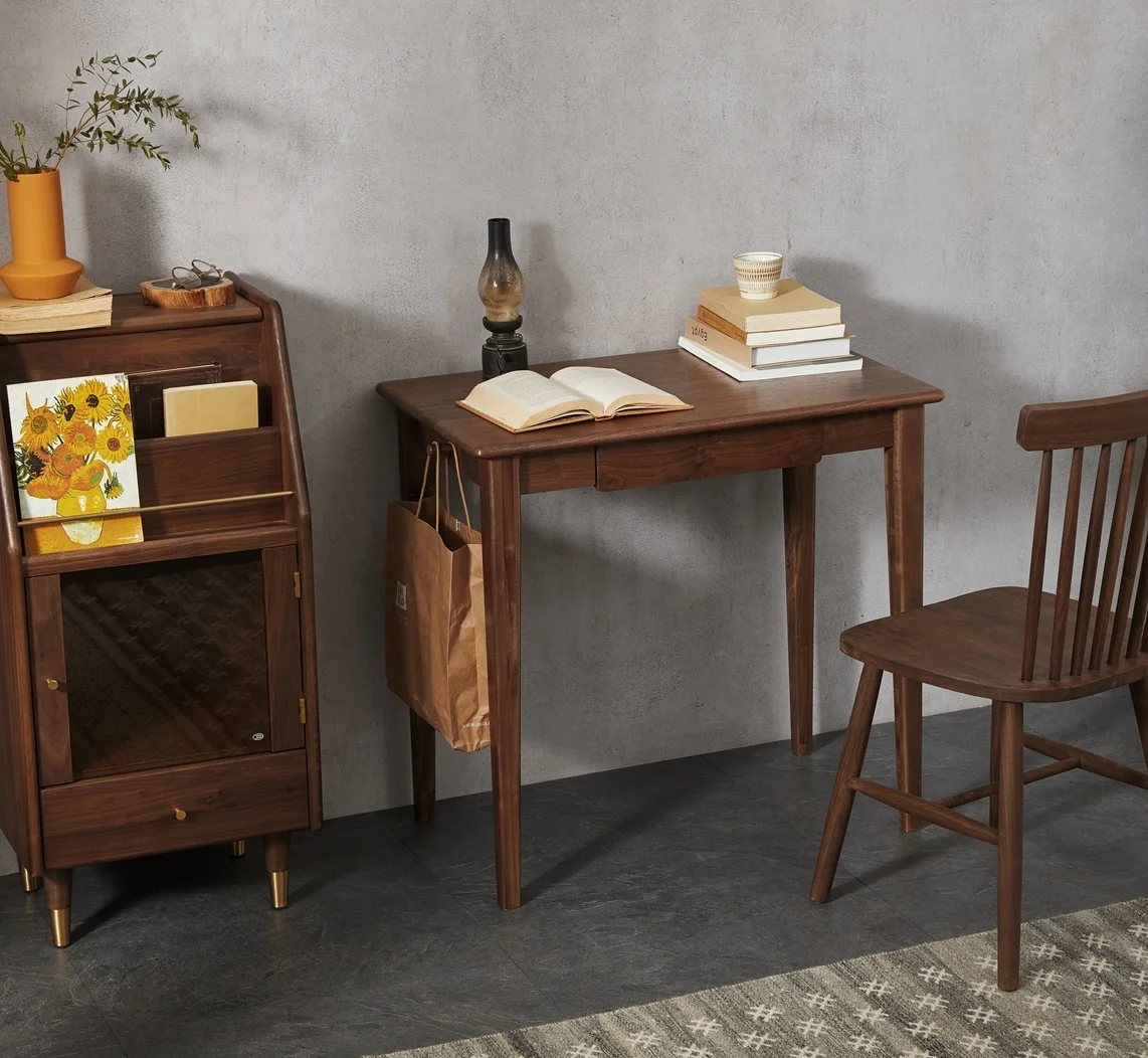 B5163 light luxury style tv news desk black walnut wood executive desk