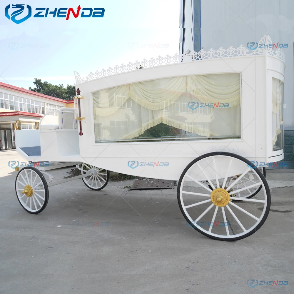 Funeral Horse Drawn Carriage Coffin/White Horse Hearse for sale Cinderella carriages