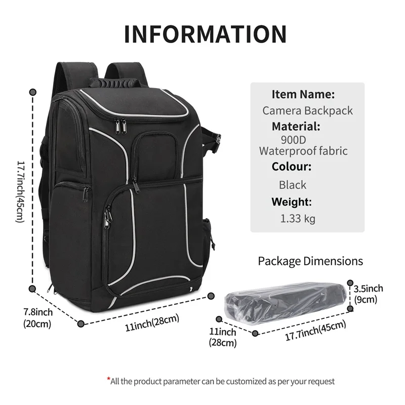 Best-Selling Stylish Waterproof Laptop Backpack Women Men Travel-Ready Nylon Lining PU Material Features Zipper DSLR Camera Bag