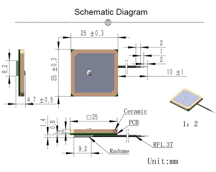 GPS GLONASS  BEIDOU Antenna,Active Internal GNSS Car Antenna Ceramics Chip Antenna For Tracking and Navigation