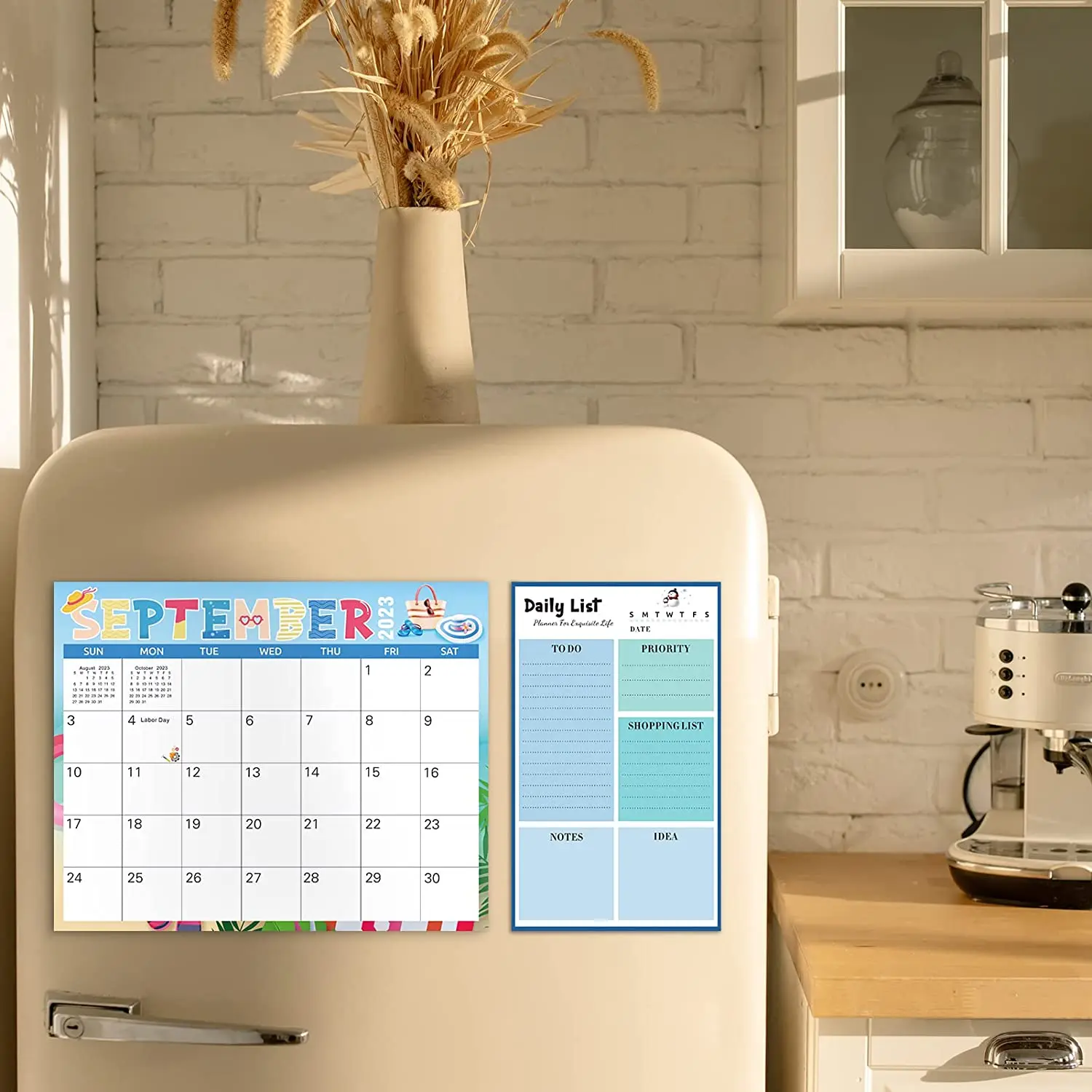 Custom magnetic whiteboard planner magnet calendars for fridge from May 2023 to Dec 2024 with sticky notes for planning