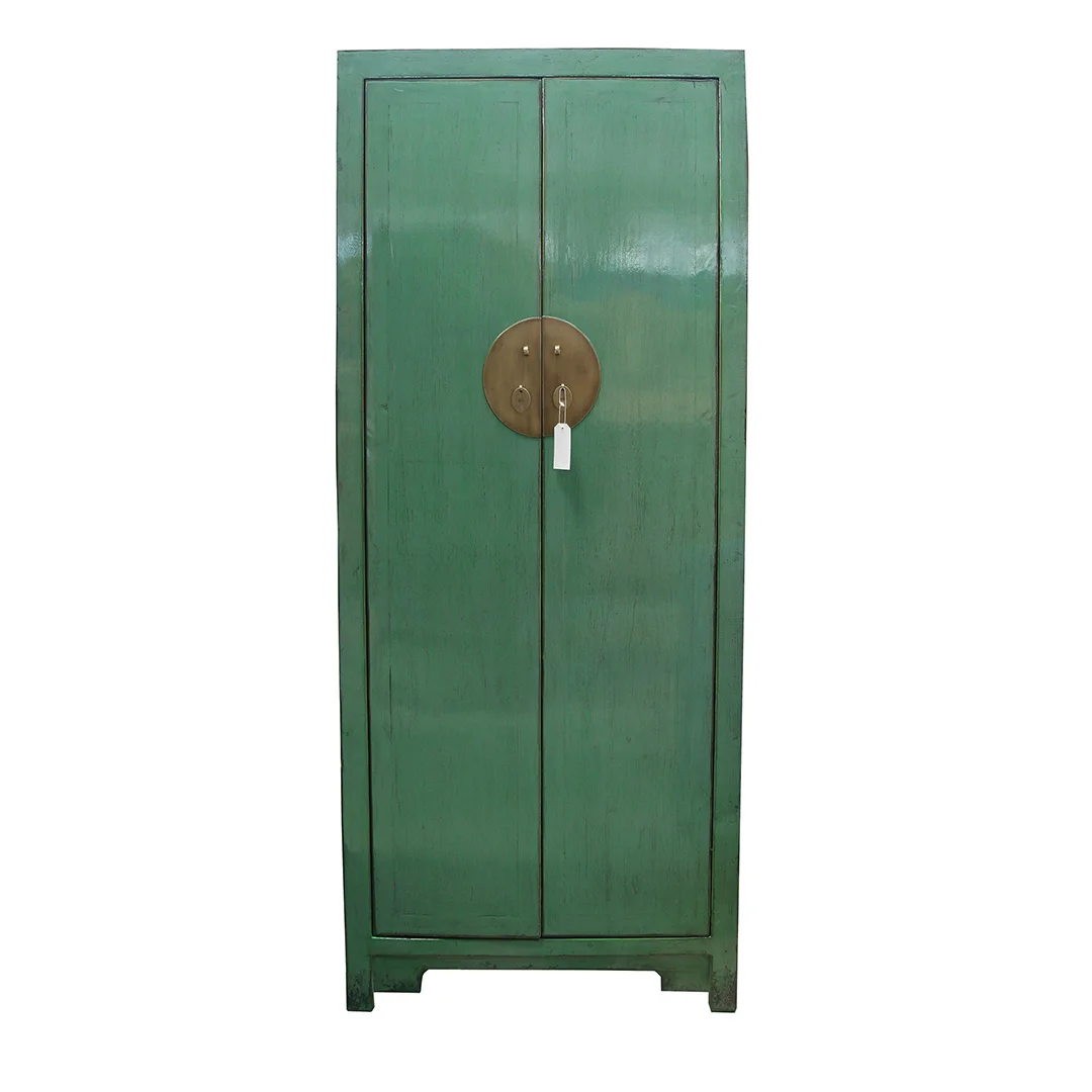 Restoration style furniture shinny lacquered solid wood wardrobe armoire