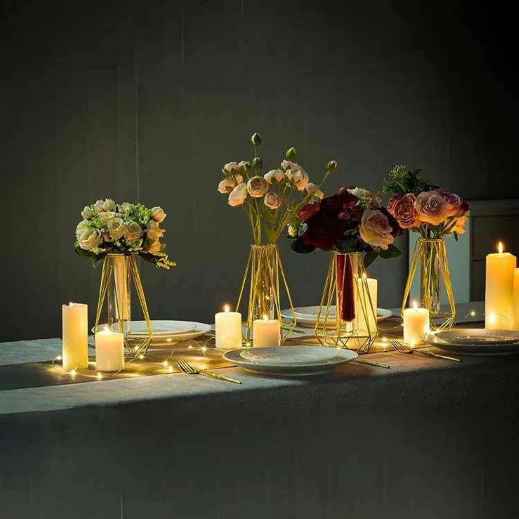 Home Decor Ideas Table Vase Gold Bud Vases for Wedding Center Piece Metal Vases