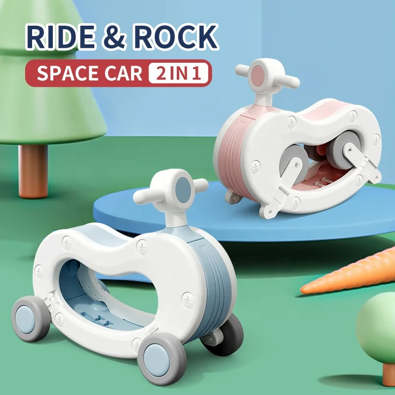 2023 New Design Wholesale ODM Custom 2 IN 1 Kids Ride  and Rock Space Car For Toddler Toy Vehicle Children Toy Factory