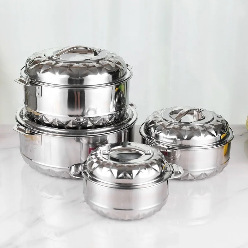 Double wall insulated stock pot set 4pcs kitchen cookware fresh box pot set