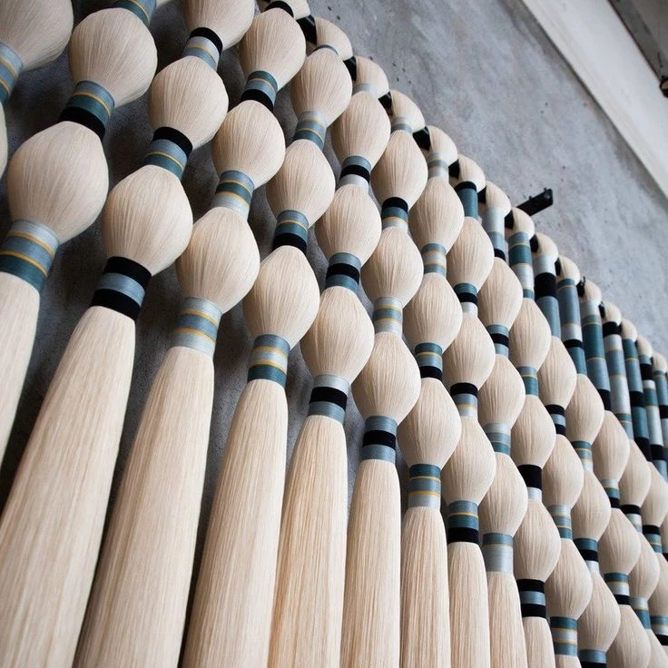 White Black Taupe Fiber Art Macrame Yarn Wrapped Ball Macrame Mural Modern Wall Hanging Macrame Wall Decor for Dining Room