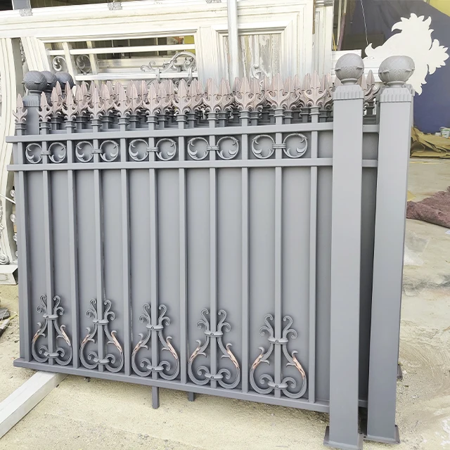 New Design Customized Size Panel Picket Ornamental Fence Aluminum Metal Modern Flooring Aluminium Alloy Villa Cheap Fence