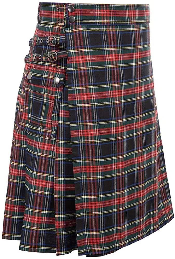 Kilts for Men, Utility Kilt, 100% flax Hybrid Kilt, Modern Box Pleated Tartan Traditional Mens Kilt
