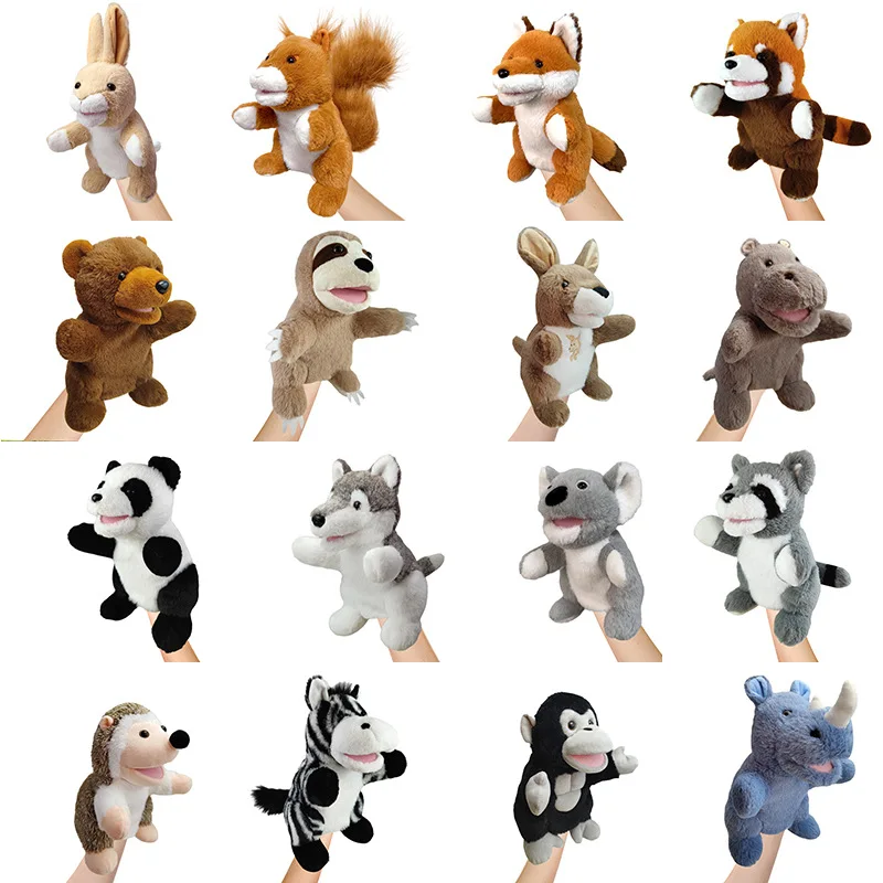 Cute Farm Animal Hand Puppets for Kids Plush Stuffed Puppet Toys Finger Puppets Tiger Monkey Educational Toys For Adult Kids