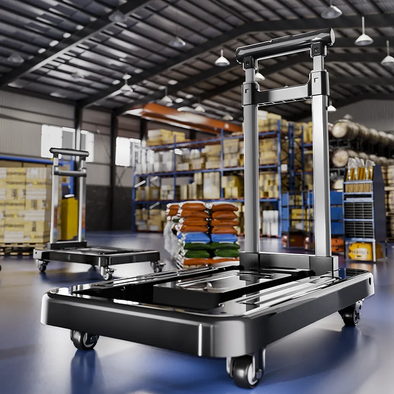 Wannuo Plastic Collapsible Platform Truck Moving Flatbed Cart Light and Easy To Carry Warehouse Trolley Cart Utility Cart