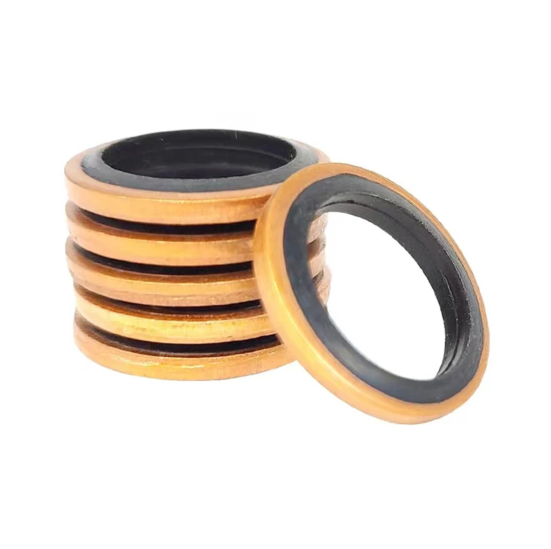 Brown Iron Metal NBR Rubber  Gasket Bonded Seal Washer Metal Combination Gasket