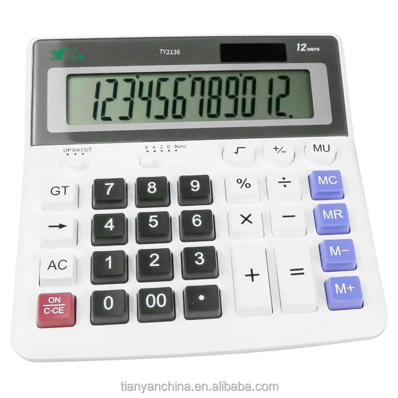 Dual Power Desktop Calculator Computer Buttons Office Calculator 12 Digits