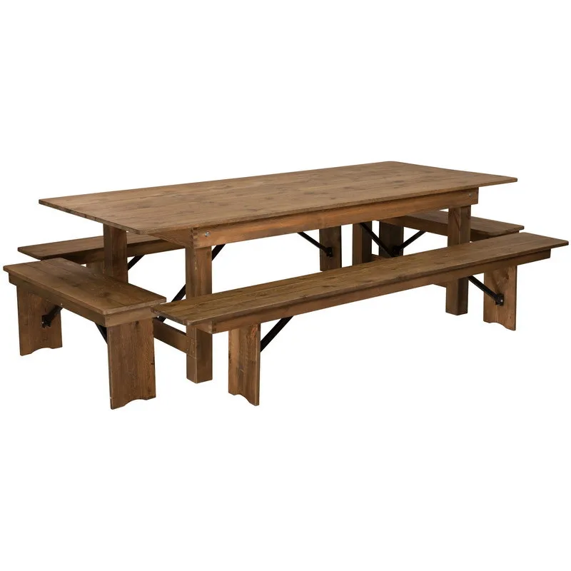 Wholesale white pine solid wood folding bench chair retro portable simple table folding bench