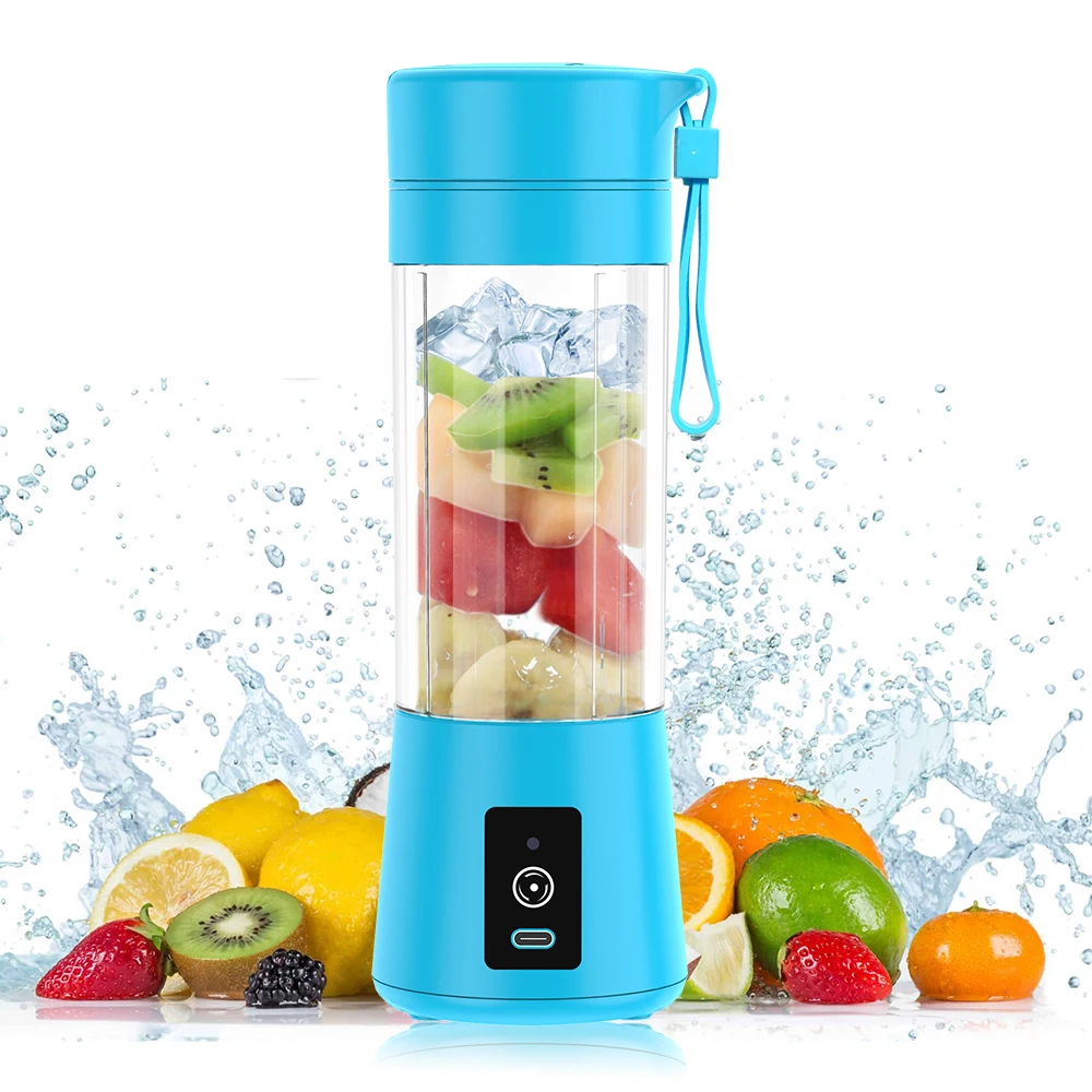 Custom LOGO 304 Stainless Steel 6 Blade Portable USB Rechargeable Fruit Shakes Bottle Smoothies Cup Mini Blender Juicer