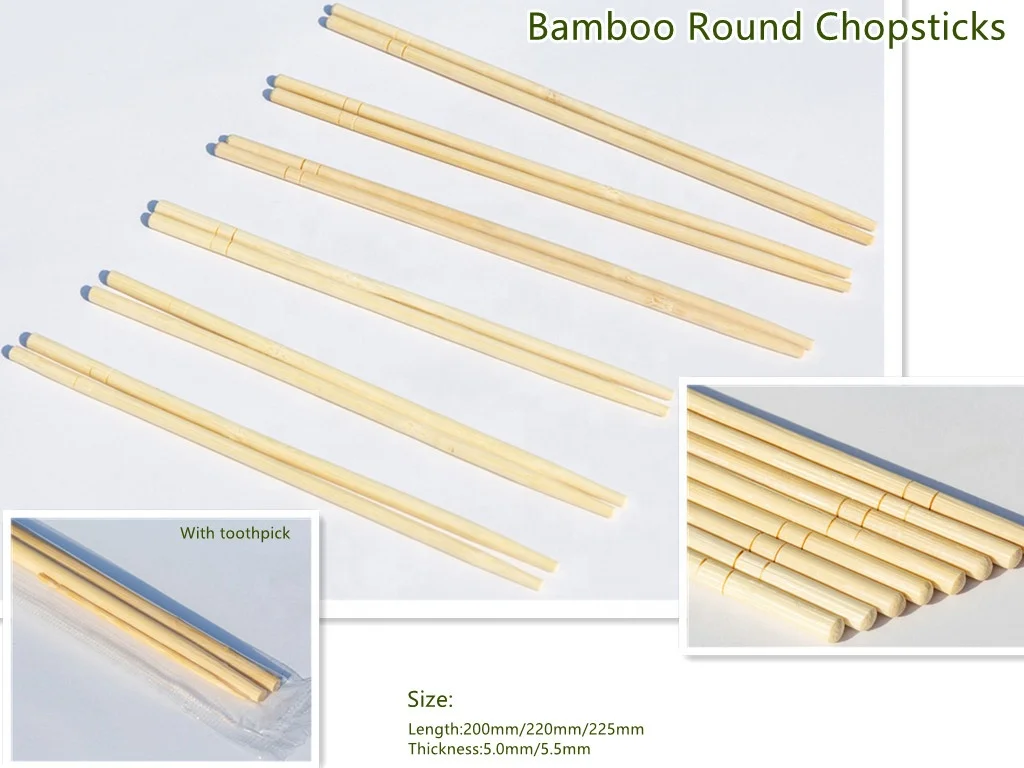 Wholesale Custom Printed Disposable One Time Use  Bamboo Twins Chopsticks for Dinner Set