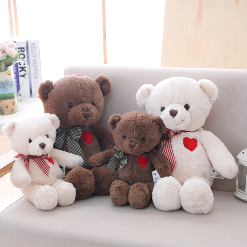 Wholesale Hot Sale Cute Little Bear With Red Love Heart Lovers Bear Plush Toys