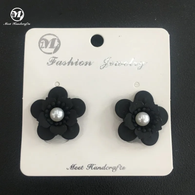 New Fashion Flowers Petal Pearl Clip Earrings Summer Colorful Flowers Earrings for Women