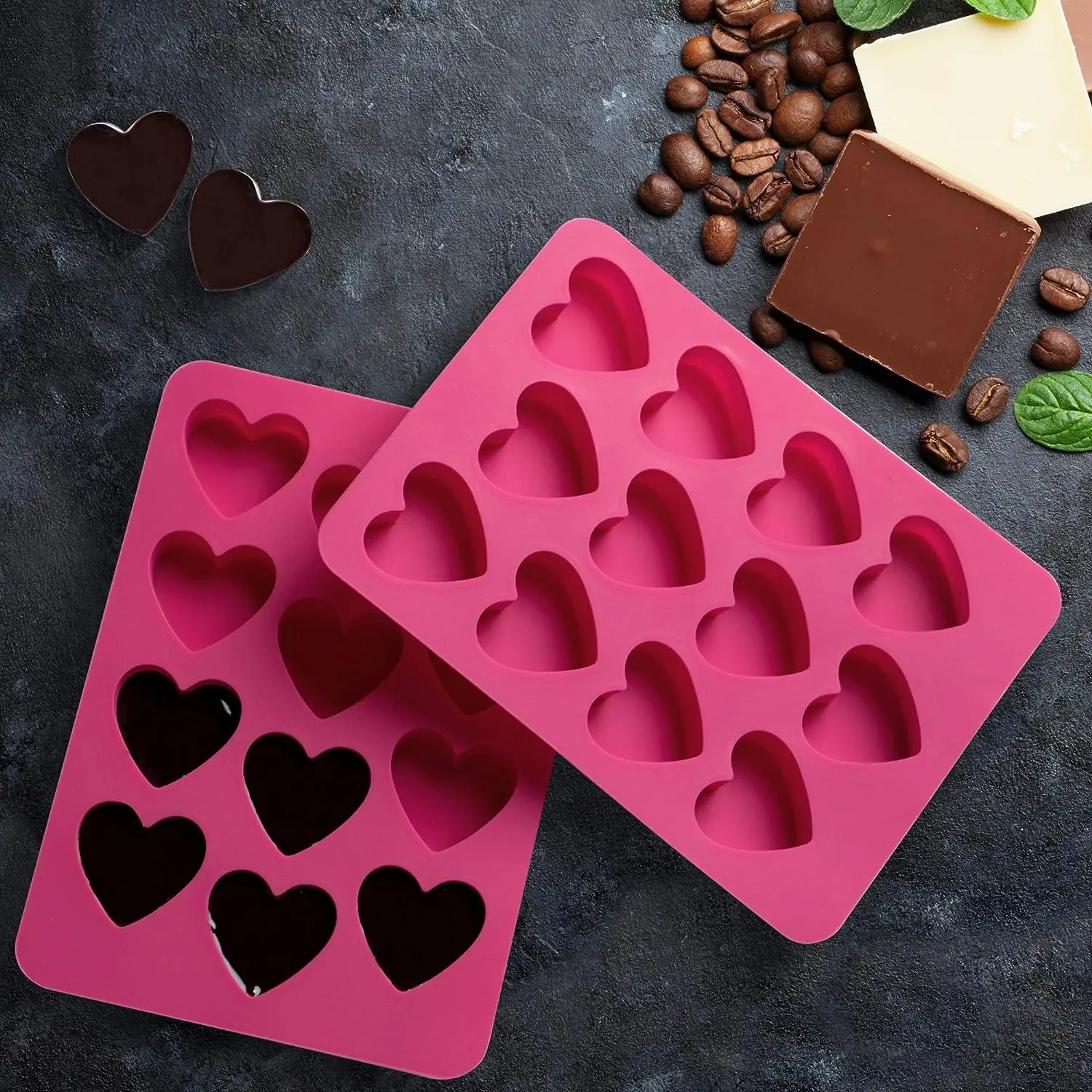 Heart Shaped Silicone Molds for Resin Art Hard charms Soft Candy Chocolate Jello Gummy  Soaps Bomb DIY