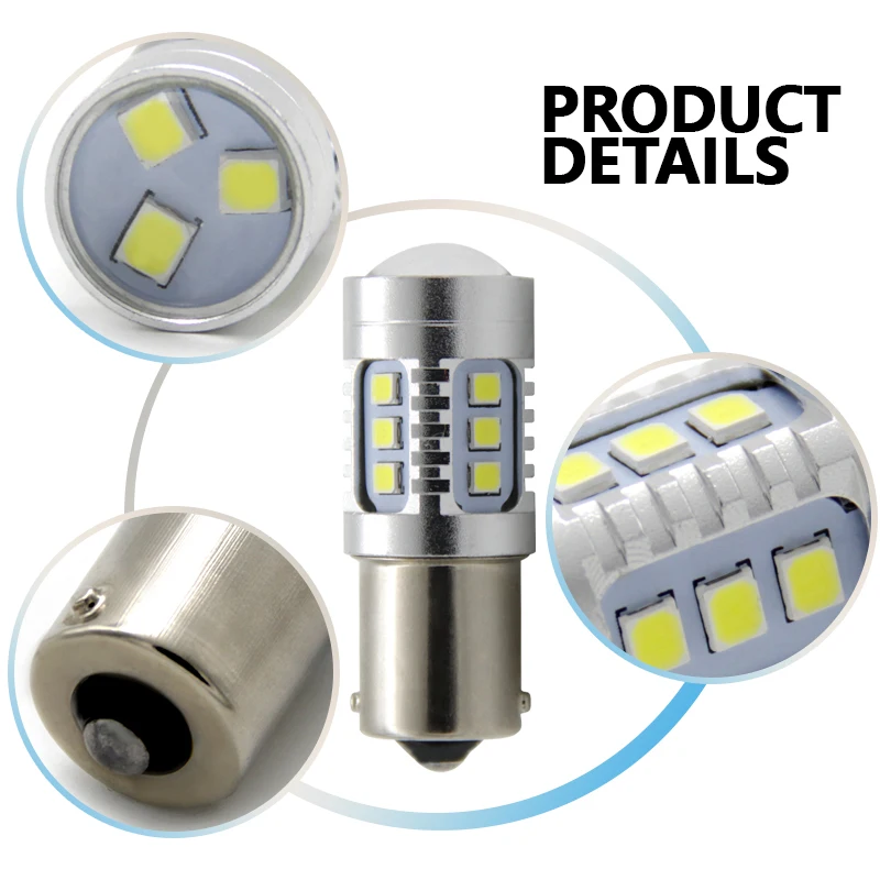  Светодиодная сигнальная лампа t20 t25 ba15s ba15d 2835 15smd canbus Автомобильная