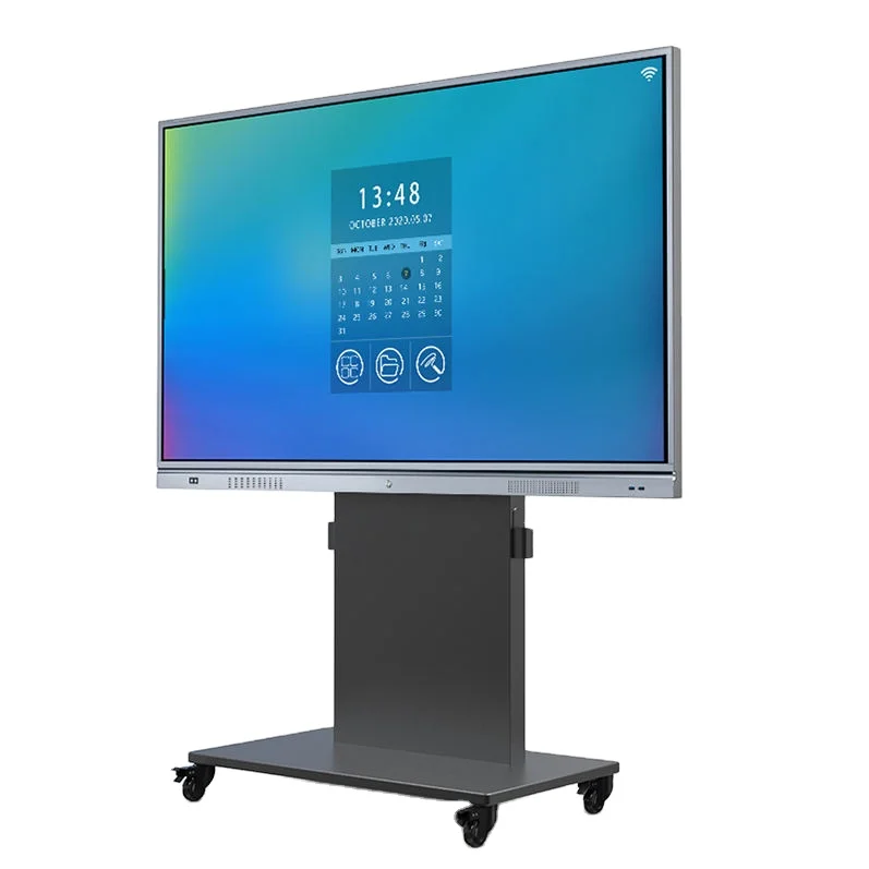 65 Inch Free Standing Movable With Wheels Teaching Aids Electronic Touch Screen Monitor Tv For School Classroom