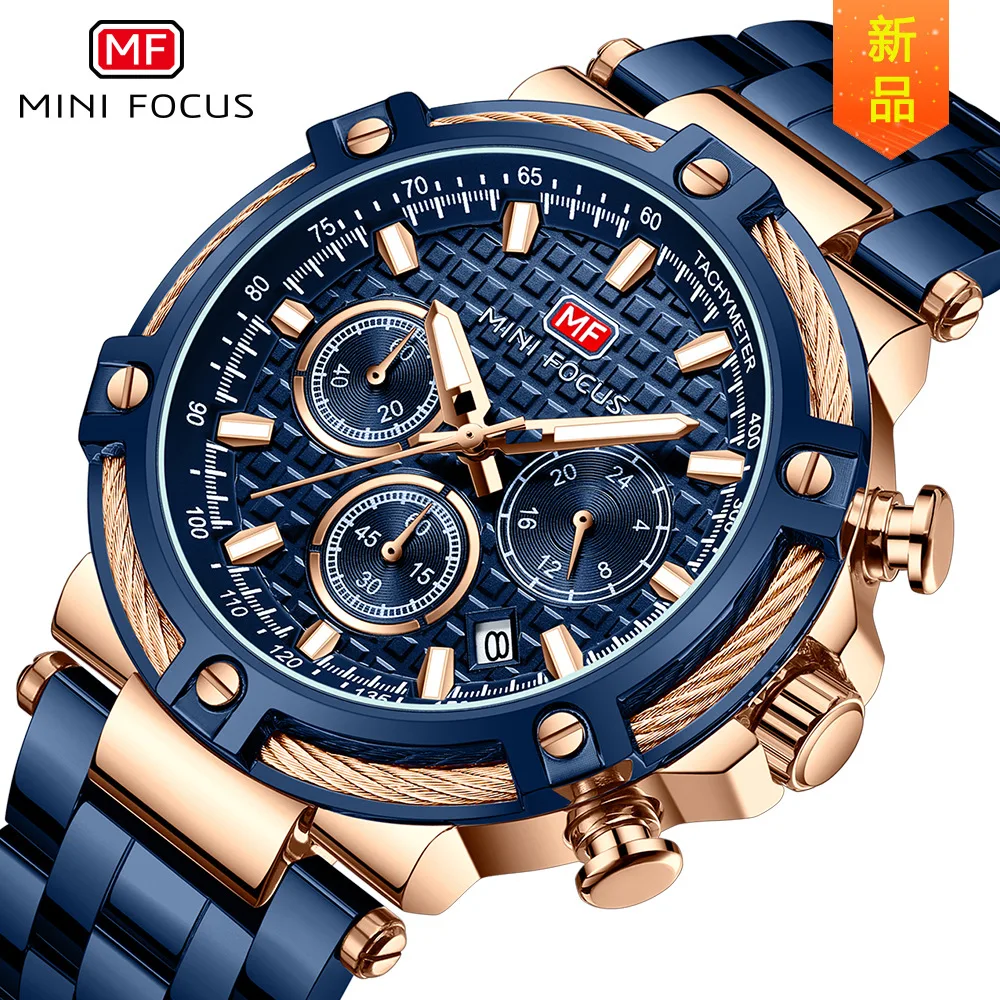 MINI FOCUS Men Watch New Fashion stainless steel Waterproof Luminous Top Brand Luxury Mens Quartz Wristwatch Relogio Masculino