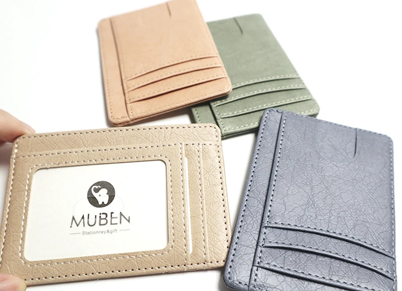  Custom logo leather slim credit card wallet