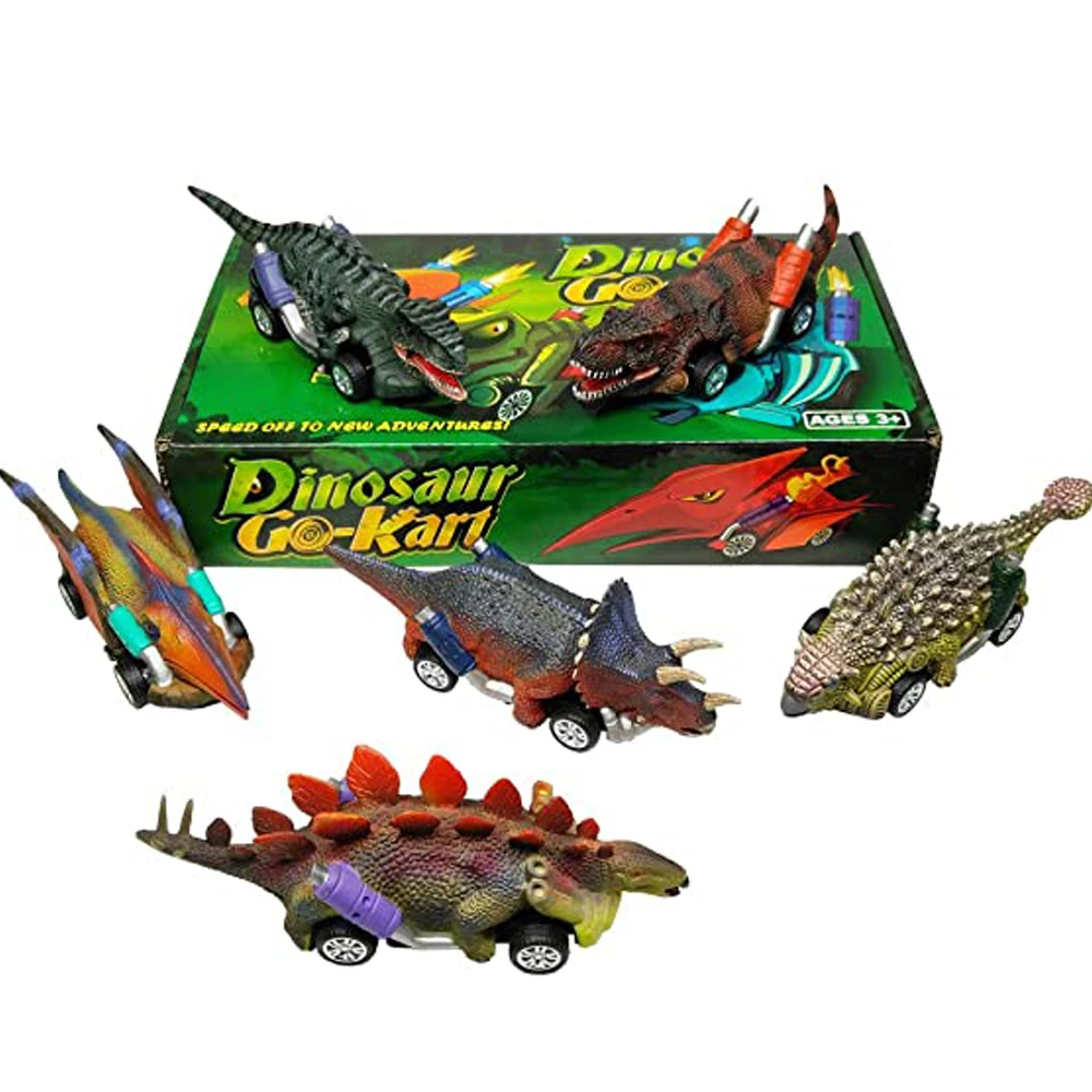 Wholesale  Hot Selling Customized Package 6 Packs Dinosaur Toy Pull Back Cars For Kids dinosaur Car Toys