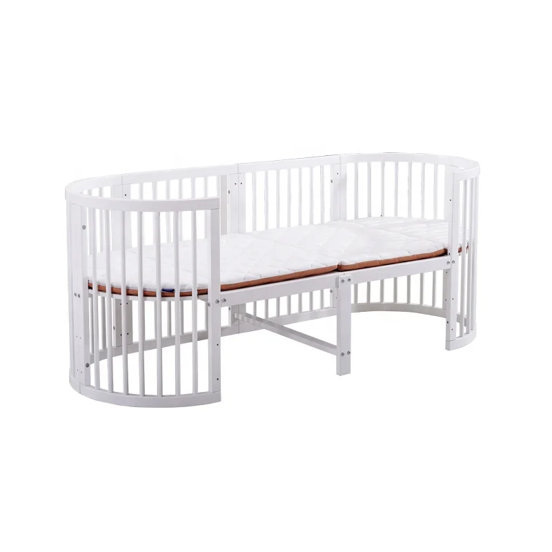 
Wholesale Adjustable Baby Crib Bed Wooden Round Swing Crib Cot 