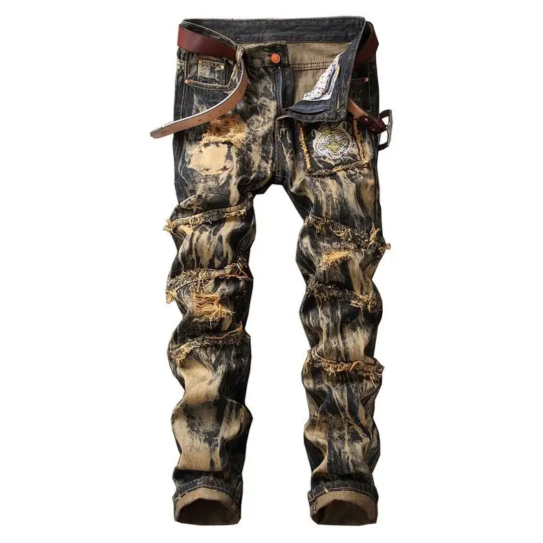 
Men Faded Skinny Fit Jeans Denim / Cotton Straight Plus Size Mid Waist Midweight 0.65kg Fabric Chemical Wash Regular Vintage 