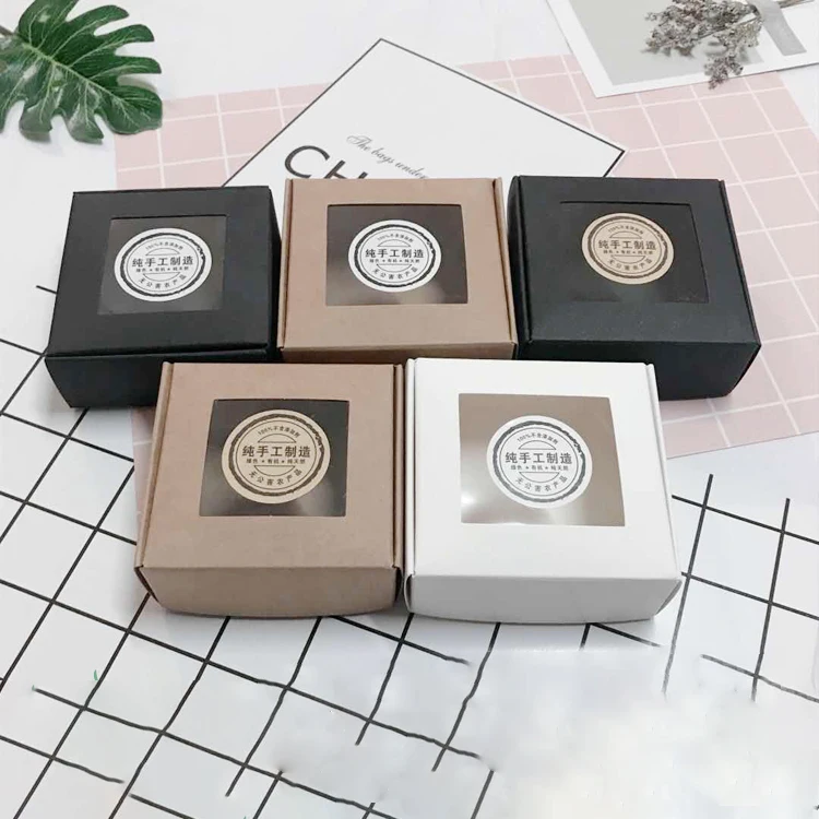 Simple Style Handmade Soap Box Kraft Paper Box With Clear Window With High Quality Low Price For Valentine Day Soap Packaging
