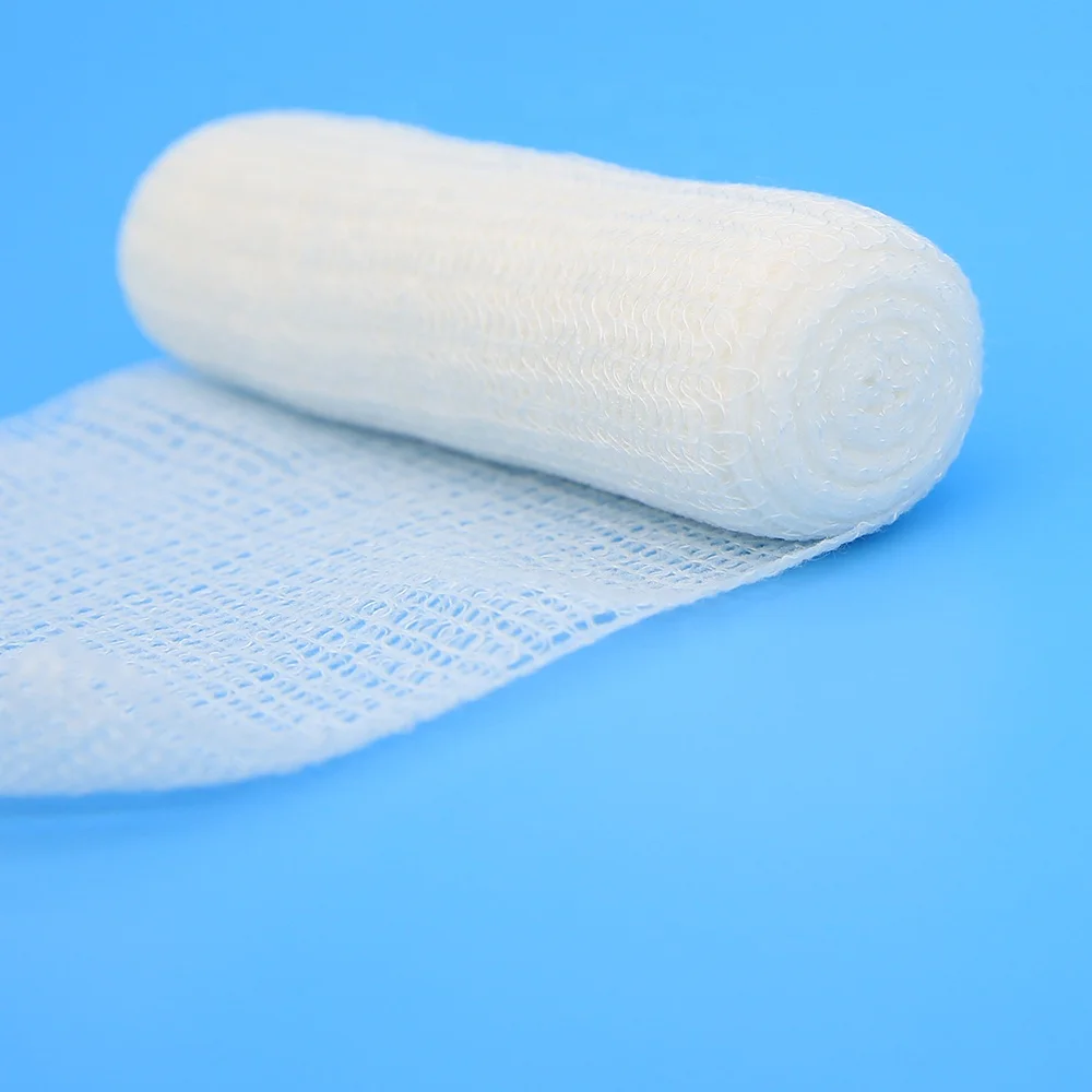 High quality medical sterile conforming roll machine gauze bandage with woven edge