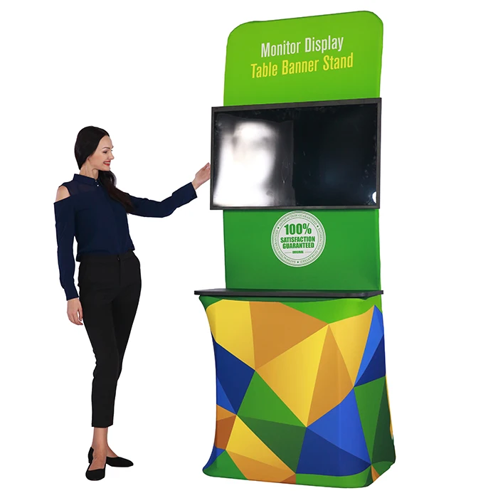 Factory customized Logo portable TV  display stand  exhibit Kiosk stand for advertising