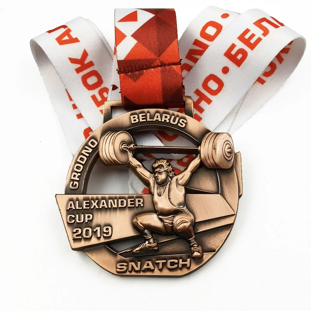Oneway Manufacture Cheap Wholesale Custom Metal Powerlifting Gold Award Sport Medal Custom Weightlifting Medal