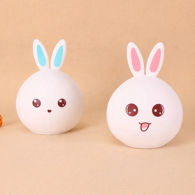
Mood lamp with Touch Sensor Rabbit Night Light 7 color Battery Silicone Night Light for Baby 
