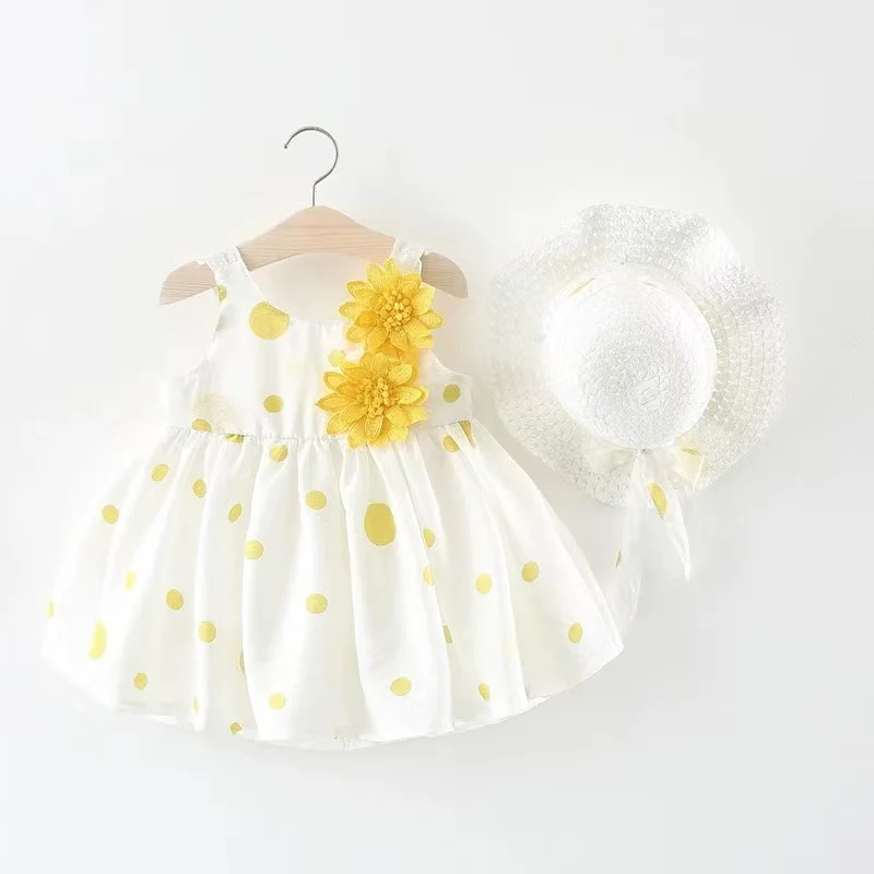 2023 Summer Solid Cotton infant Girl Princess dress 2-3 year one year baby girl dress for birthday