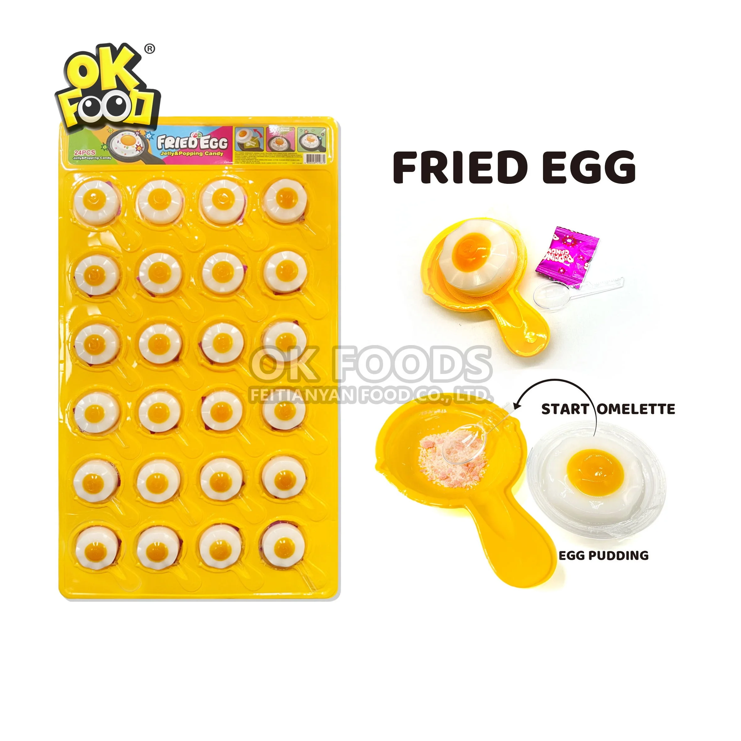 2022 high quality fun popping candy with fruit flavored omelette shaped jelly pudding No.1060