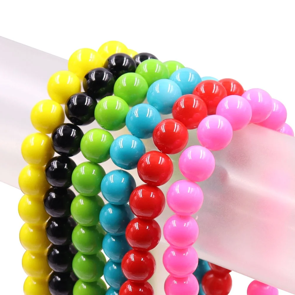 Wholesale 12mm Solid Color Crystal Glass Beads 48 Stock Mixed Colors Non-Trace Baking Varnished Loose Beads for Jewelry