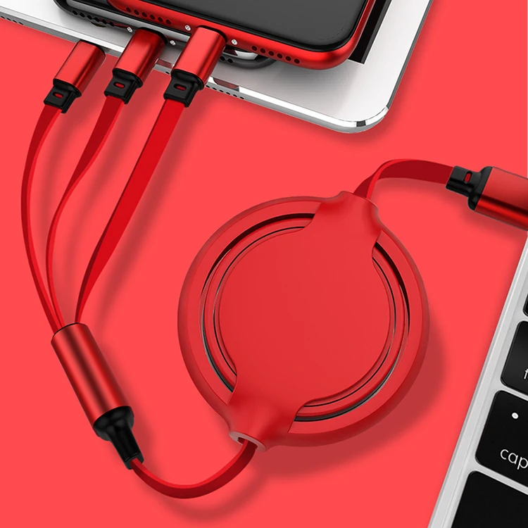 Portable Extendable USB Cable Fast Charging Retractable 3 in 1 Charging USB Cable for iPhone Samsung Huawei OPPO Google Kindle