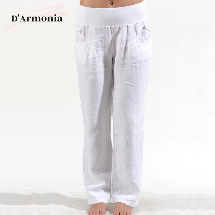 Fashion Casual Long White Pants Plain Comfortable Trousers For Women