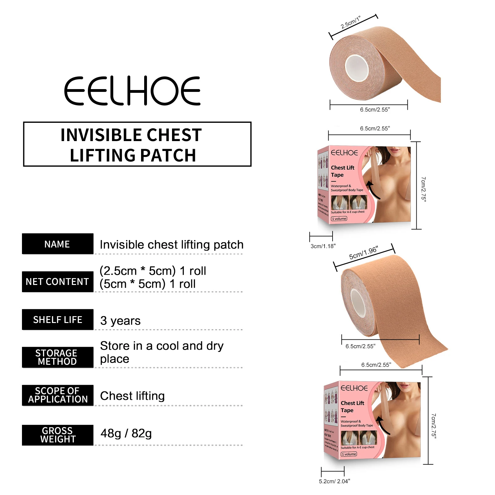 eelhoe Bra Boob Tape Breast Lifting Tape Sticker For Nipples Body Booby Tape Fashion Chest Breast Adhesive Push Up Sticky Bra