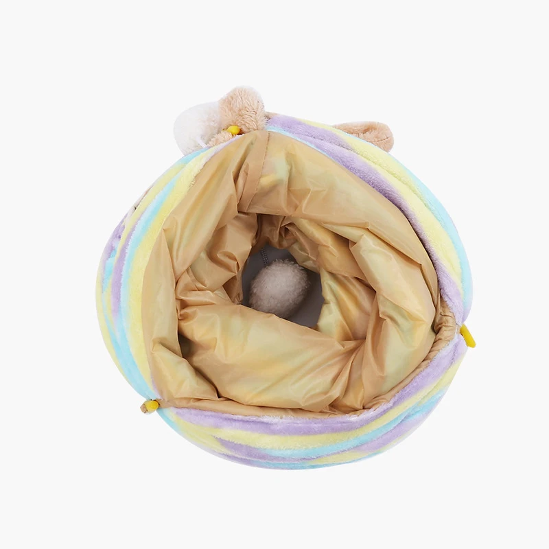 Collapsible Luxury Plush Cat Tunnel Tube Warm Winner Folding Cat Tunnel Bed