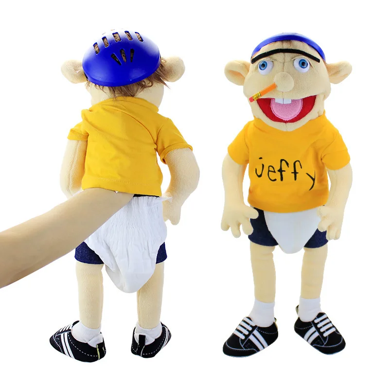 Hot Selling Funny Human Jeffy & Feebee Boy Girl Hand Puppet Kids Interactive Plush Gift Jeff Puppet Toy