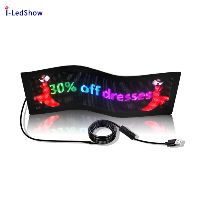 Glowing Advertising LED Screen Flexible Scrolling LED Matrix Panel Programmable Messages Display Images Slogan Party LED Screen