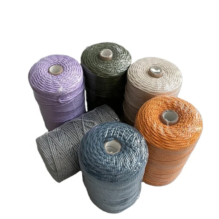 Factory Price 2mm 3mm 4mm 5mm Natural Color White Macrame Cord 100% Cotton Twisted Rope 4 Strands For Diy Craft/ Wall Decoration