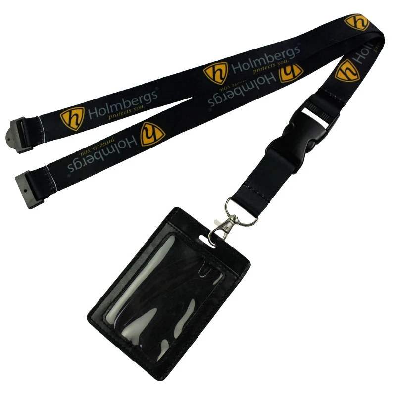 
Screen printed logo name brand lanyard PVC Plastic Card Holder With Lanyard Ring Holders 