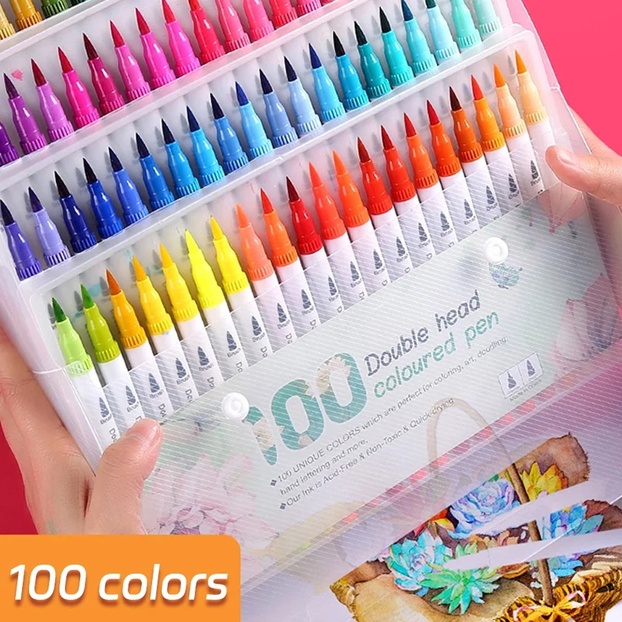 24 48 60 80 100 Colors Double-Head Washable Color Marker Set Art Supplies For Artist Korean Stationery School Supplies
